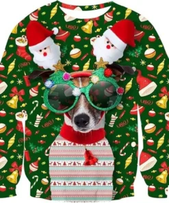 Unisex 3D Printed Dog Sweatshirt Ugly Christmas Sweater Holidays